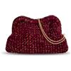 DUST/ROSE Clutch all'Uncinetto Bordeaux con Lurex Oro, Borsa Fatta a Mano in Fettuccia, con Tracolla Rimovibile, 25x20x7 cm