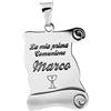 Moun Jewels Pendente a forma di pergamena in argento 925 rodiato con incisione personalizzabile gratuita.