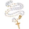 Handmade Rosario personalizzato con nome - regalo Battesimo e Prima Comunione bambino, ricordo cattolico in giada acquamarina blu e acciaio inox