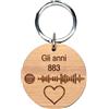 Faltec Portachiavi personalizzato in legno Codice spotify musicale scansionabile- Canzone del cuore - San valentino, Amica del cuore, festa della mamma - idee idea regalo legno personalizzato