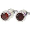 Handmade Tiny Garnet Stud Earrings 925 Sterling Silver January Birthstone Faceted Round Gemstone Stud Earrings