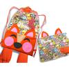 Generico Set Scuola Bambini, Sacca e Tovaglietta Personalizzata con Nome, 100% Cotone, Zainetto Artigianale con Animaletto, Asilo (Volpina)