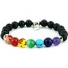 PSS Bracciale 7 chakra con pietre dure naturale onice nero opaco e le 7 pietre della cristalloterapia