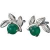 Handmade Tiny Leaf with Natural Green Onyx Stud Earrings in Sterling SilverSmall Olive Leaf Stud Earrings