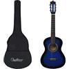 vidaXL Chitarra Classica Principianti e Bambini con Custodia Blu 1/2 34