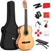 Vangoa Chitarra Classica Set, Chitarra Acustica 4/4 Per Principianti Adulti, Abete Rosso E Sapelli 39 Pollici, Con Custodia, Pedale, Accordatore, Capotasto, Corde Di Ricambio