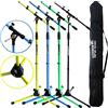 Keepdrum MS106 - Supporto per microfono con asta e base in metallo + borsa per il trasporto SB-03 (giallo)