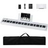 KOMFOTTEU Pianoforte digitale a 88 tasti, tastiera per pianoforte con 380 suoni, 128 ritmi, 88 demo, MIDI, pedale, pianoforte elettrico portatile con supporto per musica, borsa da trasporto (bianco)