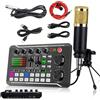 Generic Kit microfono per podcast, microfono a condensatore BM-800 con scheda audio live F998, set di attrezzature per podcast con funzioni di modificatore vocale e mixer per registrazione e trasmissione in