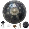 BQWJJCP 12 note Handpan da 22 pollici, re minore 432 Hz strumento a percussione tamburo d'acciaio, performance musicale mandala strumento musicale curativo fatto a mano regalo nero