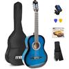 MAX SoloArt Kit Starter per Chitarra Acustica, Set Completo di Chitarre per Principianti a Grandezza, Bundle Starter per Nuovi Suonatori (Blu)