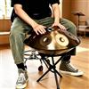 WHOOLEFUN Strumento handpan, Hand Pan 440 hz, 9 note, D-Moll, tamburo della lingua per yoga, meditazione, con zaino, supporto, 2 bacchette e panno per la pulizia (22 pollici)