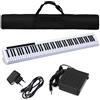 COSTWAY Tastiera Musicale 88 Tasti, Pianoforte Digitale Portatile con Custodia, Pianola con 128 Ritmi e Toni, Pedale Sustain, MIDI, USB e Funzione di APP Bluetooth (Bianco)