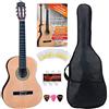 Classic Cantabile AS-861 Chitarra Classica da Concerto 7/8 Starter-Set (chitarra classica acustica, adatta per bambini da 10-13 anni, borsa, corde, spartiti, plettro, diapason) naturale