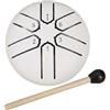 Generico Handpan, Tamburo a Lingua D'acciaio da 4 Pollici, 8 Note, con Libro di Musica, Strumenti a Percussione Rilassanti in Stile Rain Drum, Regalo Musicale per Adulti(Bianca,3 pollici 6 Nota)