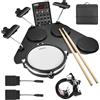 LEKATO Set di Batteria Elettronica, Set di Batteria Elettrica Portatile per Principianti con Pad Rullanti Silenziosi in Mesh, 220 Suoni, USB MIDI, 2 Pedali Switch, Bacchette, Borsa da Viaggio (Size 1)