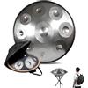 Generic Handpan Professionale in Acciaio 22 - Strumento Musicale A Percussione con Scala Re Minore 9/10/12 Toni - Tamburo A Mano 432Hz 440Hz - Perfetto per Musicisti Yoga Rilassamento(Silver,440HZ/10Note)