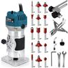 Mefape Strumento per router da 110 V, router in legno da 800 W, trimmer elettrico a mano da 30000 giri/min, router per palme con punte da 15 x 1/4 e 2 guide di ritaglio per utensili