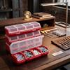 Hushee 4 organizer a vite in plastica rossa con serrature, 4 scomparti, 30 x 10,4 x 6,3 cm ciascuno, ideali per attrezzi, chiodi, piccole parti