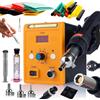 Rosfix Set 858D Saldatrice ad aria calda - 700 W, 100-500 °C, indicatore LED | 3 ugelli, Flux RMA-223, 328 tubi termoretraibili | Protezione ESD | Riparazione elettronica & Saldatura plastica
