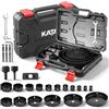 KATA Set di 20 seghe a tazza con 19-152 mm, 13 lame per sega, 2 mandrini, 3 punte da trapano, 1 piastra di installazione, 1 chiave esagonale, ideale per legno morbido, compensato, cartongesso, PVC