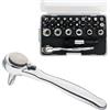 Sharden Set di 28 mini cricchetti da 1/4 con cacciavite ad angolo retto e punta con set di bussole metriche, chiave a cricchetto piccola a 72 denti, cacciavite offset a basso profilo, cricchetto tozzo