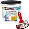 LEVEL PLUS Super Finish Q1-Q4 - Spatola per mastice, 20 kg, colore bianco liscio, per interni + raschietto per secchio, in acciaio inox, RM44/5-210