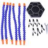 Yscryptoline Supporto a tre mani per saldatura con 6 bracci flessibili, morsetto di assistenza con pinze a coccodrillo isolate, base in lega di alluminio per saldatura elettronica e progetti