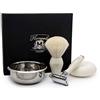 Haryali London Bianco Capelli Tasso Capelli Set in Avorio Colore il Set Inclusi Pennello da Barba, De Rasoio di Sicurezza (Lame Non Incluso), Inox Rubare Ciotola & senza Sapone