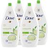 Dove 4x Dove Bagnodoccia Rinfrescante Tè Verde & Cetriolo Bagnoschiuma Tonificante - 4 Flaconi da 450 ml