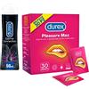 Durex Pleasuremax Preservativi, 30 Profilattici con Rilievi e Nervature e Durex Gel Lubrificante Eternal da 50ml