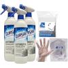 FEI FAN SET PULIZIA: Quasar Detergente Spray ANTIMUFFA Sbiancante, Extrapotente e Igienizzante 580ml + 1 Confezione Spugna Magica + 100pz Guanti HDPE Monouso (2 Spray + 1 Spugna + Guanti)