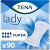 TENA Lady Super - Assorbenti per incontinenza, 90 pezzi | Per le donne che soffrono di debolezza della vescica medio-pesante, tripla protezione contro perdite, odori e umidità