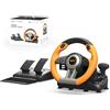 PXN V3 PRO Racing Wheel, Volante Universale da 180 Gradi USB per Auto Sim Race con Pedali per PS3, PS4, Xbox One, Switch -Arancia