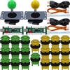 SJ@JX Arcade Game 2 Player Controller DIY Kit Microswitch Button 4&8 Way Joystick Zero Delay USB Encoder Fighting Stick Handles Console for PC MAME Raspberry Pi Retropie