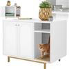 tectake® Mobile lettiera gatto chiusa, ingresso laterale, tappetino tiragraffi, mobiletto lettiera gatto, armadietto per lettiera gatti, ante magnetiche, scomparto accessori - 80 x 52 x 61 cm - Bianco