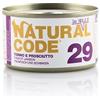 Generico Natural Code Umido Gatto Adult gusto TONNO e PROSCIUTTO, Numero 29, alimento completo in SFILACCETTI per gatti adulti di tutte le taglie, altamente digeribile | 12 scatolette da 85 grammi l'una.
