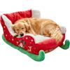 Generic Cuccia natalizia per cani, in peluche, a forma di slitta, con fodera rimovibile, design caldo isolato, ideale per interni, camera da letto, soggiorno, inverno, comfort per animali domestici