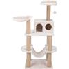 TRIXIE Federico - Tiragraffi in iuta, 142 cm, con piattaforma, amaca, giocattolo per gatti pendenti, Greige