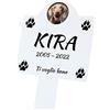 GFD Targhetta commemorativa da Giardino per Animali Domestici. Uso Esterno, Personalizzabile, Impermeabile. Mis 25x12 cm (Bianco)