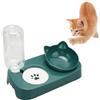Pssopp Ciotola per Cani e Gatti con Dispenser d'Acqua Automatico, Set Doppia Ciotola per Alimenti e Acqua, Verde Scuro