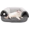 Rrlihjgu Tunnel a ciambella per gatti 2 in 1 tunnel per gatti tunnel per gatti con letto peluche morbido gatto ciambella bianca palla di peluche tunnel interattivo per gatti per gatti interni, articoli per