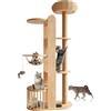 IYTBILQ Albero Tiragraffi per Gatti Alto e Grande 190 cm in Legno Massiccio con Cuccetta, Palo per Graffiare in Sisal, & 3 Piattaforme & 1 Capsula Trasparente,Per Gatti Adulti e Attivi