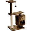 Baroni Home Tiragraffi ad Albero per Gatti, Tiragraffi per Gatti e Gattini, Albero Tiragraffi a 2 Piani con Palla e Cuccia Cilindrica, 40x30x75 cm, Marrone