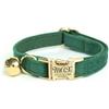 Generico Collare di gatto in velluto artificiale morbido personalizzato, Tag personalizzato del gatto, Collare del gatto inciso laser del bottone del metallo, circonferenza del collo 16-32 cm(Verde Natale)