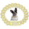 ONEFOJOJO Catena dorata per cani, catena cubana in metallo diamantato, larghezza 15 mm, scintillante collana per cuccioli di taglia piccola, media e grande, colore argento (30.6 cm)