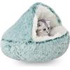 WTZHHK Cuccia Chiusa Pelosa Per Gatti e Cani - Lettino Caldo Rotondo In Morbido Peluche Lavabile Per Interno (Color: Green, Size: 65CM)