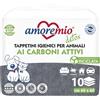 Amore Mio | 50 Tappetini Igienici Antiodore ai Carboni Attivi Con Angoli Adesivi, Per Cani, Gatti e Animali Domestici, 60x60 cm, Formula Ipoallergenica - 5 Confezioni da 10 Traversine