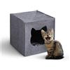 Bestlivings Grotta per gatti in feltro per scaffali (33 x 33 x 33 cm) ÖKO-Tex - Cestino per gatti con cuscino morbido - Letto pieghevole per gatti - Cuccia per animali