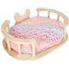 LeeQinersw Letto Di Coniglio in Legno Con Cuscino E Recinto, Lettini per Piccoli Animali per Conigli, Cavie, Cincillà, Gattini E Cani Di Piccola Taglia, Adatto a Tutte Le Stagioni, Ovale